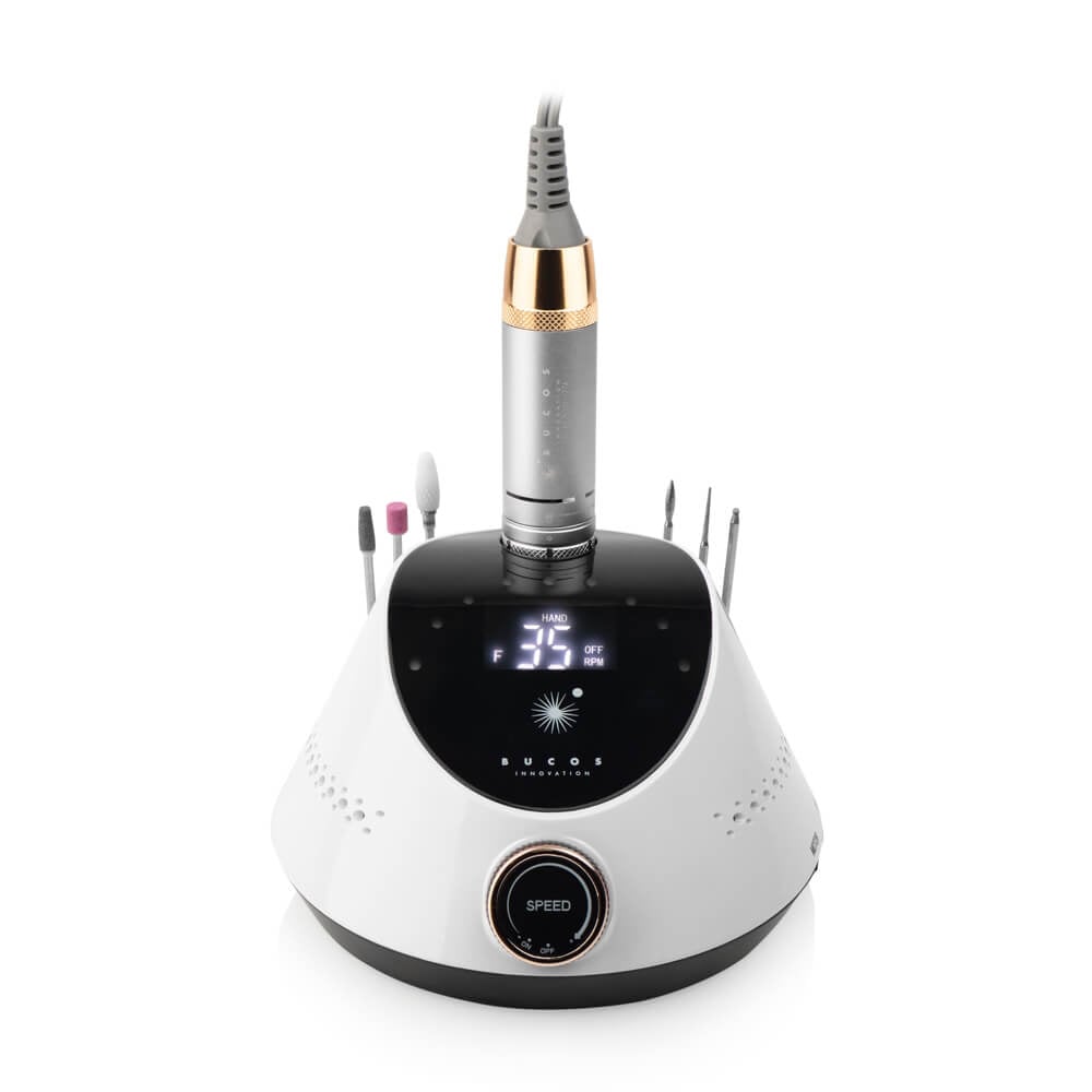 Фрезер для манікюру та педикюру BUCOS Nail Drill X2 Pro White Pearl 35000 обертів, білий, 65 Вт
