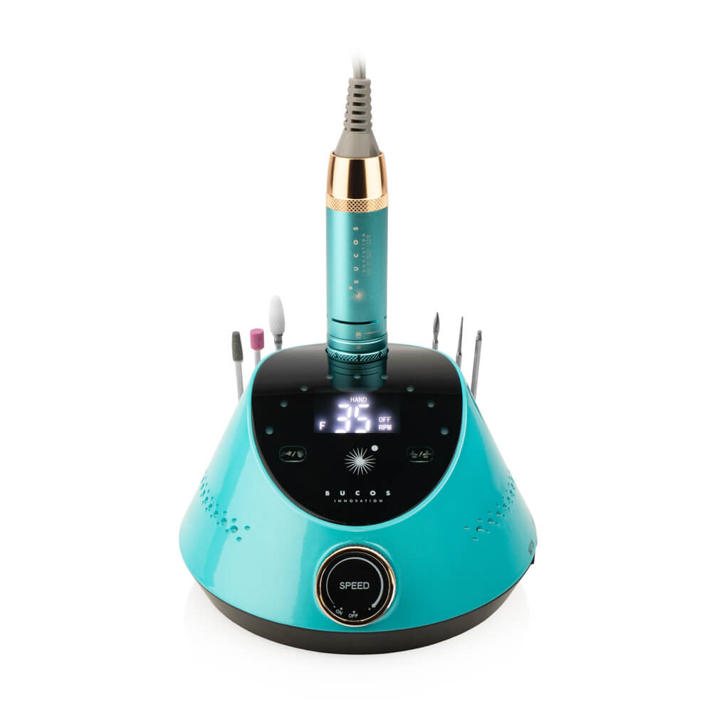 Фрезер для манікюру та педикюру BUCOS Nail Drill X2 Pro Tiffany 35000 обертів, бірюзовий, 65 Вт